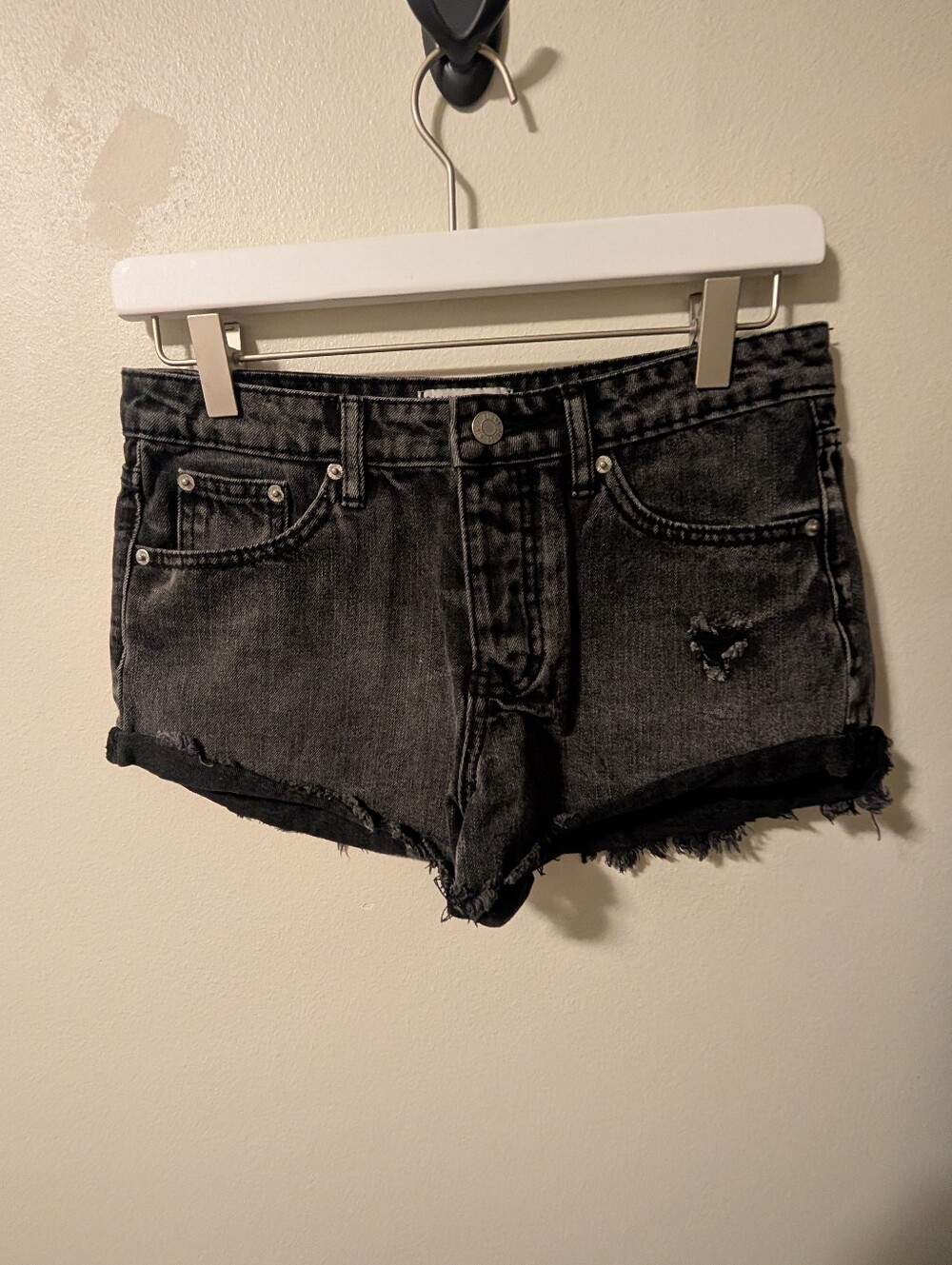 Blank Paige Black Washed Distressed Denim Jean Shorts Small